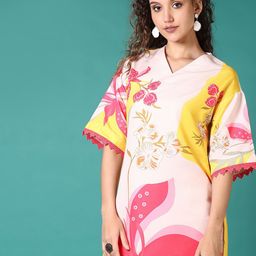 LIMEROAD Women Printed Thread Work Anarkali Kurta-image-23