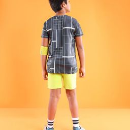 Pine Active Half Sleeves Checks & Numeric Printed T-Shirt - Black image 4