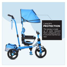 Dash 4 in 1 Punch Tricycle Rotational Trike with Canopy & Parent Handle with Unique Design - Blue image 5