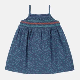 YOUNG BIRDS Girls Printed Shoulder Straps Cotton A-Line Dress-image-74