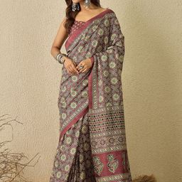 Mitera Ajrak Block Block Print Ready to Wear Saree-12