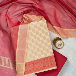 Koskii Floral Woven Design Banarasi Silk Zari Unstitched Dress Material-image-12