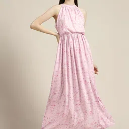 her by invictus Pink & White Floral Printed Maxi Dress-image-35