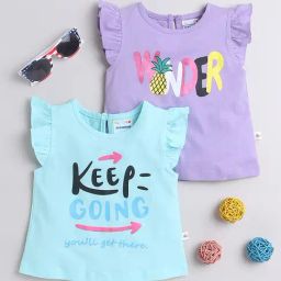 Bumzee Kids Aqua Blue & Lavender Printed T-Shirt (Pack Of 2)-picture-21