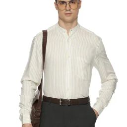 The Formal Club White Comfort Fit Stripe Shirt-image-96
