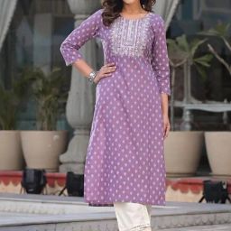 Varanga Purple Cotton Printed Straight Kurta-picture-25