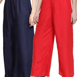 N-Gal Multicolor Flared Fit Palazzos (Pack Of 2)-picture-27