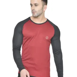 Chkokko Red & Black Regular Fit Colour Block Sports T-Shirt-image-98