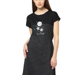 Sweet Dreams Black Striped Night Dress-picture-28