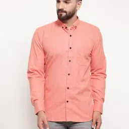 Jainish Peach Regular Fit Self Pattern Shirt-picture-1