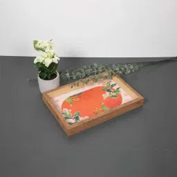 ICRAFT Zest Series Orange & Brown Mdf Tray - Set of 1-29