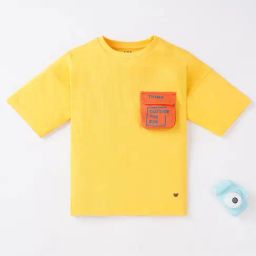 Ed-A-Mamma Sustainable Front Pocket T-Shirt For Boys - Yellow-image-127