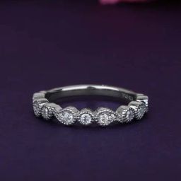 925 Silver AAA Grade American Diamond CZ Half Eternity Band Ring for Women & Girls-image-7