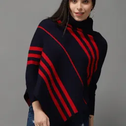 SHOWOFF Navy Striped Poncho-picture-16