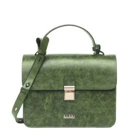 KLEIO Green Printed Medium Satchel Handbag-7