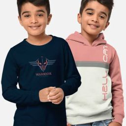 HELLCAT Navy & Pink Printed Full Sleeves T-Shirt (Pack Of 2)-image-89