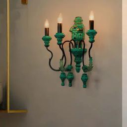 FOS LIGHTING Green Wood 3-Light Candelabra Wall Lamp-image-9