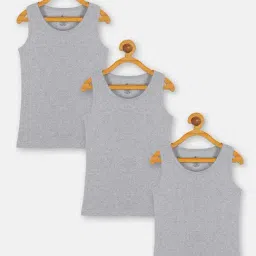 Kiddopanti Kids Grey Melange Solid Vest (Pack Of 3)-picture-36