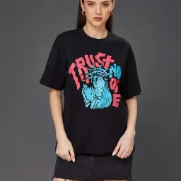 Miss Chase Black Cotton Printed T-Shirt-picture-6