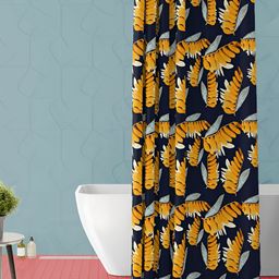 ArtzFolio Navy Blue & Yellow Printed Waterproof Shower Curtain-image-66