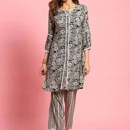 Shree Floral Printed Tunic With Trouser Co-Ords-picture-37
