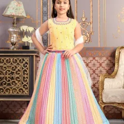 Aarika Girls Yellow Embroidered Lehenga Choli Set-image-77