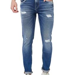 Spykar Blue Cotton Skinny Fit Distressed Jeans-picture-1