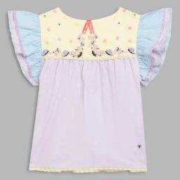 Blue Giraffe Girls Multicolor Cotton Color Block 1 Top-image-75
