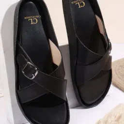 Carlton London Women's Black Cross Strap Sandals-picture-5