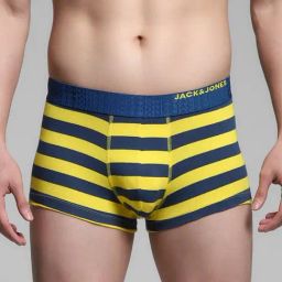 Jack & Jones Cyber Yellow Regular Fit Striped Trunks-picture-31