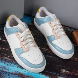 Carlton London Women's White & Sky Blue Sneakers-picture-16