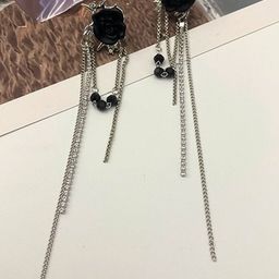 MEENAZ Silver Plated American Diamonds Studded Chunky Floral Shaped Korean Drop Earrings-image-45
