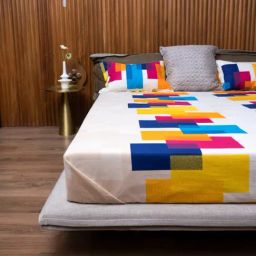 Urban Space Cotton Venus Beige 144 TC Multicolour Double Bed Sheet with 2 Pillow Covers-image-95