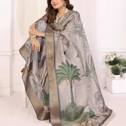 Elora Grey Silk Printed Saare with Blouse-picture-33