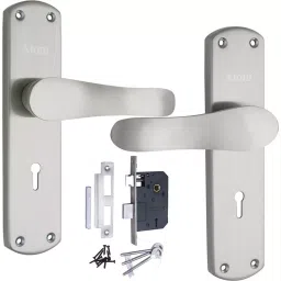 Atom Iron Silver Door Handle Lock Set, 804K.YSSL-2-13