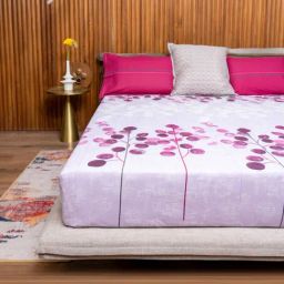 Urban Space Cotton Mars Pink 144 TC Purple Double Bed Sheet with 2 Pillow Covers-image-22
