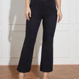 Miss Chase Black Denim Solid Jeans-image-72