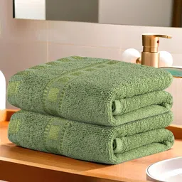 Kuber Industries Green 2 Pieces Cotton Highly Absorbent 225 GSM Face Towels-27