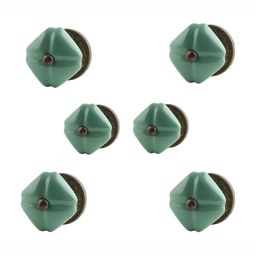 Indianshelf 6Pcs Green Textured Ceramic Knobs-21