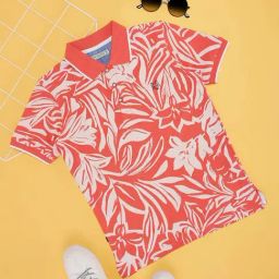 Pantaloons Junior Kids Living Coral Cotton Floral Print Polo T-Shirt-image-51