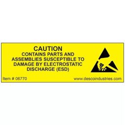 DESCO LABELS, ESD WARNING, 19.05MM x 50.8MM, 500PC ROLL, 06770 (Pack of 500)-39