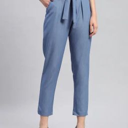 Monte Carlo Dark Blue Printed Regular Fit Low Rise Trousers-picture-46