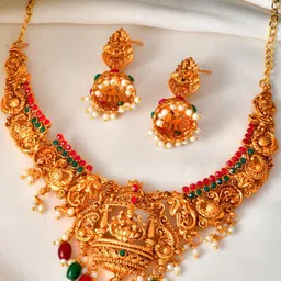 Anouk Gold-Plated Brass Artificial Beads Necklace & Earrings-image-41
