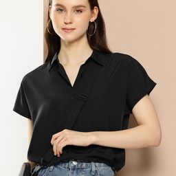 encore by INVICTUS Solid Extended Sleeves Shirt Style Top-image-67