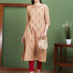 Globus Beige Printed Kurta-image-47