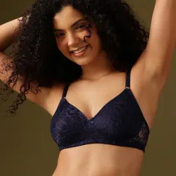Clovia Blue Lace Padded Bra-picture-23