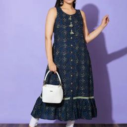 Globus Blue Printed Kurta-image-38