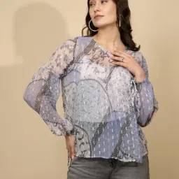 Global Republic Light Blue Floral Print Top-image-67