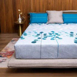 Urban Space Cotton Mars Turquoise 144 TC Blue Double Bed Sheet with 2 Pillow Covers-image-25