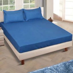 Romee Blue Microfibre Solid Bed Sheets-picture-38
